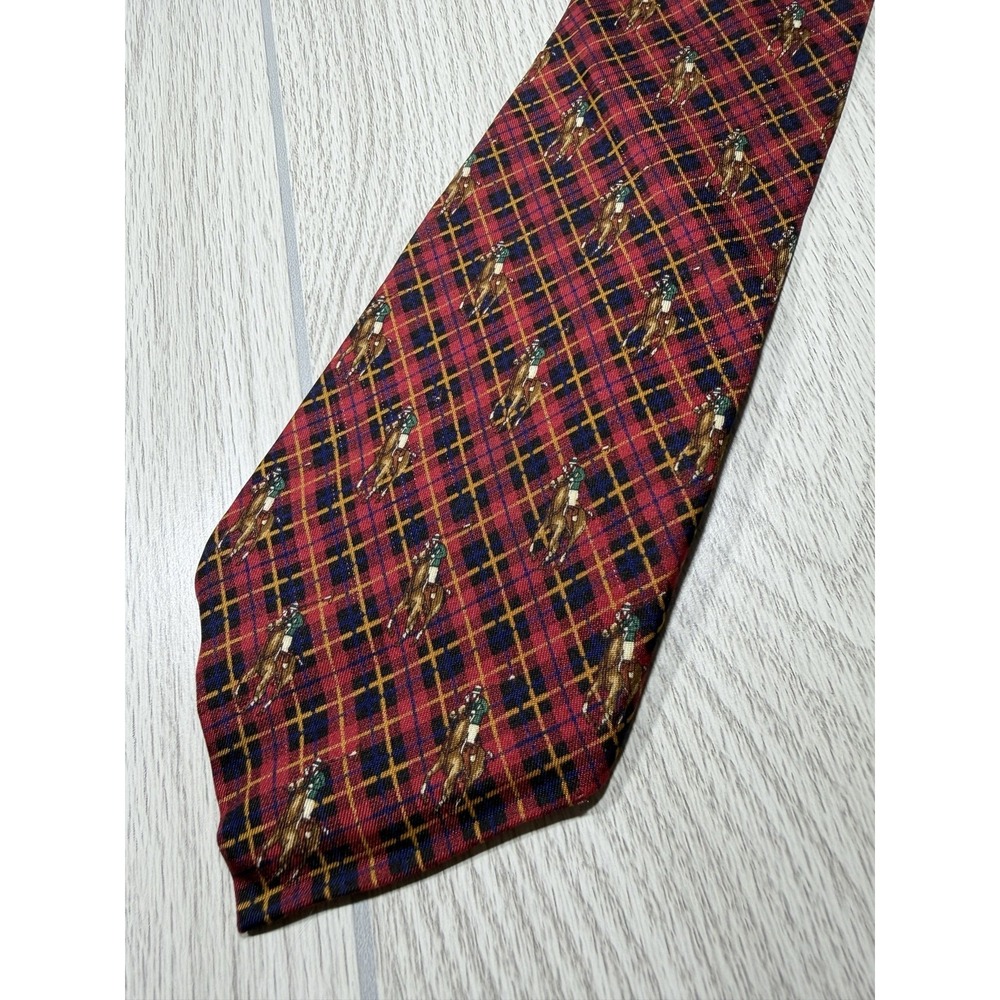 Polo By Ralph Lauren Tie Mens One Size Red 100% Silk Pointed Jacquard USA